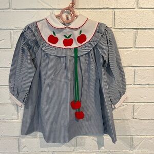 Vintage 90s Alison Scott Pinstriped Apple Dress Child size 4